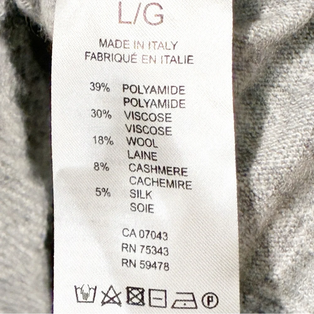 Bianco & Blu Made in Italy Grey Wool Cashmere Silk Crewneck‎ Sweater Top Large